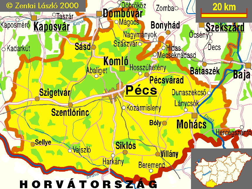 mohács térkép Maps: Counties and regions of Hungary mohács térkép