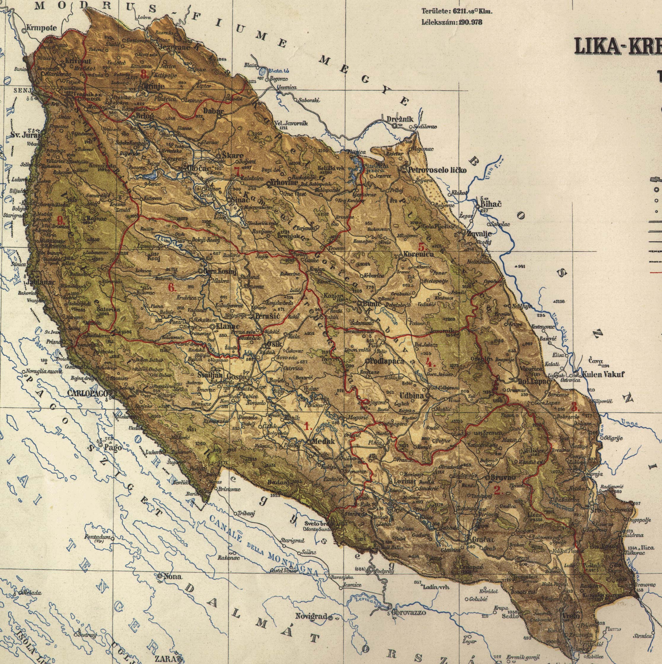 krmpote karta Osztrák Magyar Monarchia varmegyei (1910) krmpote karta