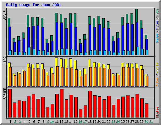 Daily usage for June 2001