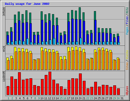 Daily usage for June 2002