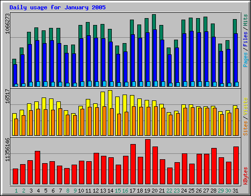 Daily usage for January 2005