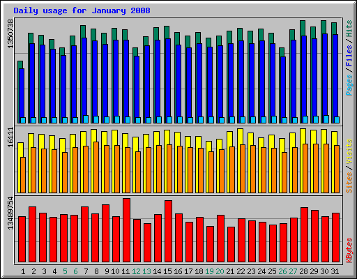 Daily usage for January 2008