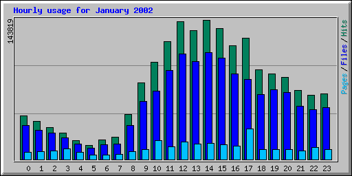 Hourly usage for January 2002