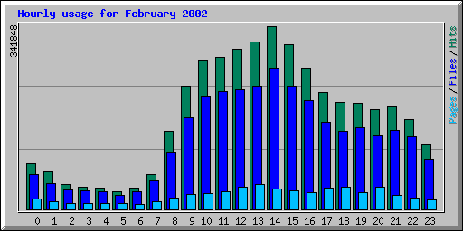 Hourly usage for February 2002