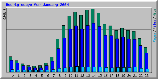 Hourly usage for January 2004